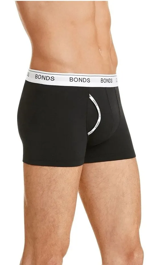 3 x Bonds Guyfront Trunk Mens Underwear Undies Black/White