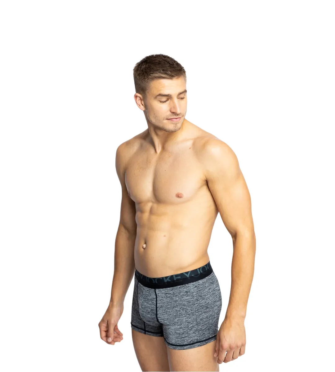 3 x Jockey Mens Microfibre Comfy Trunk Black Marle Underwear