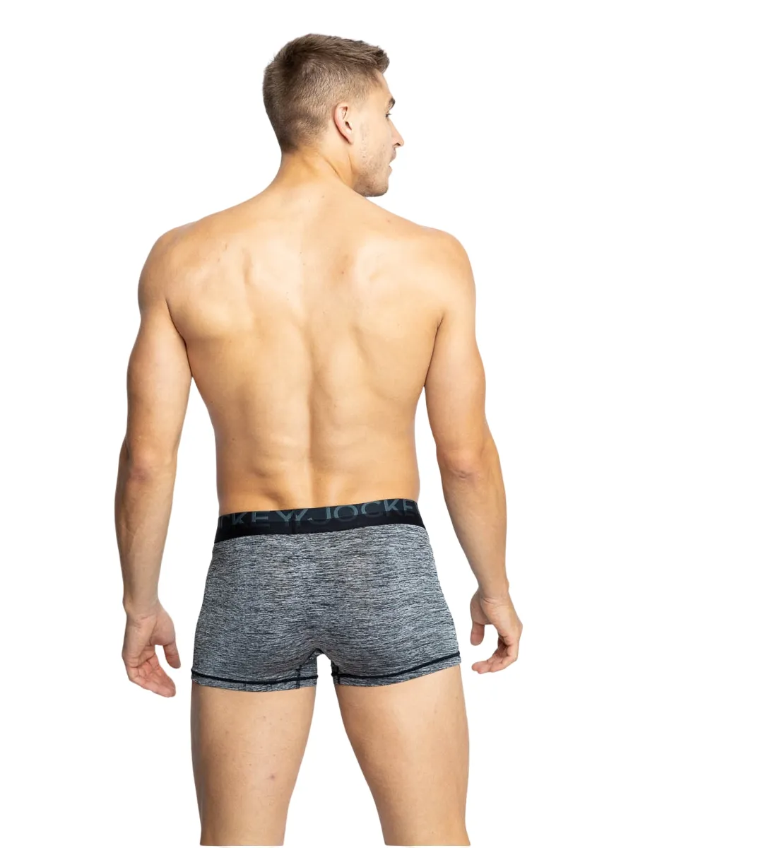 3 x Jockey Mens Microfibre Comfy Trunk Black Marle Underwear