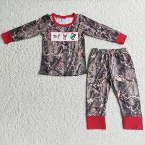 6 A9-13-1 boy winter camo christmas pajamas long sleeve set