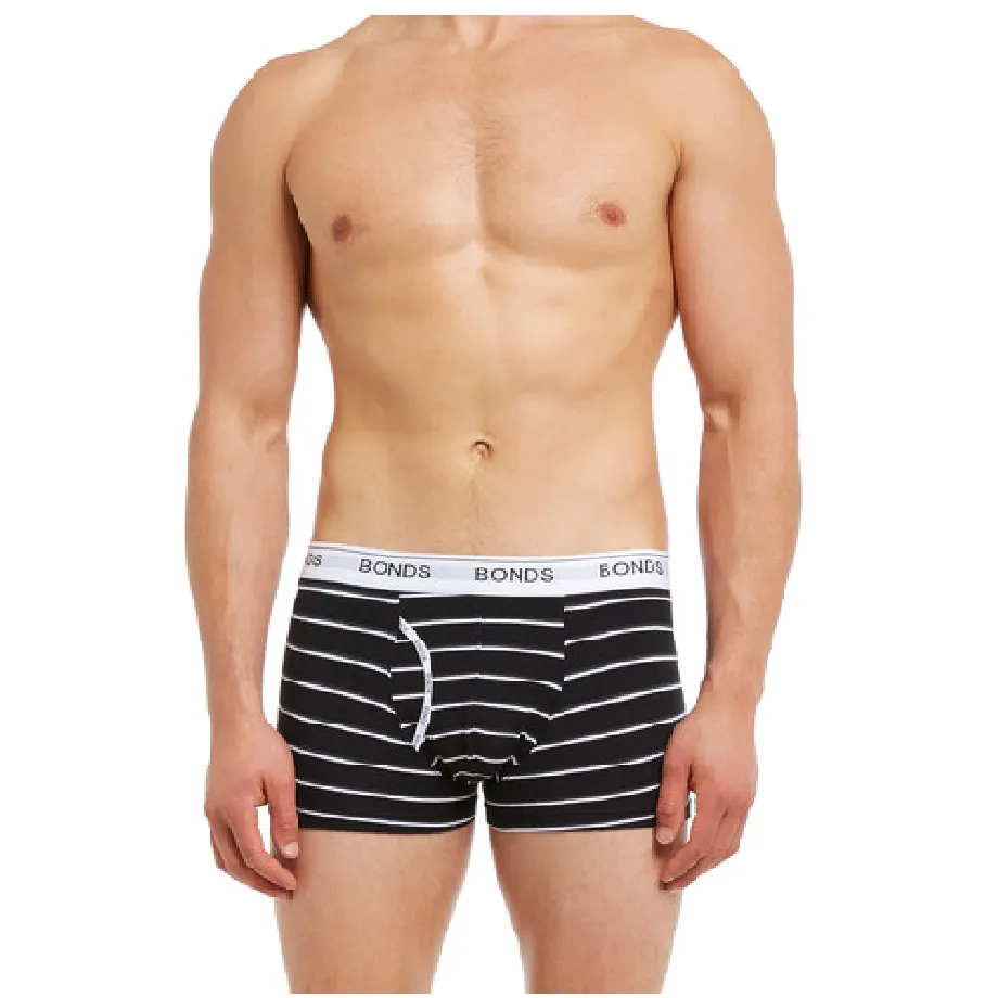 6 x Bonds Mens Guyfront Trunks Underwear Black / Grey Stripe