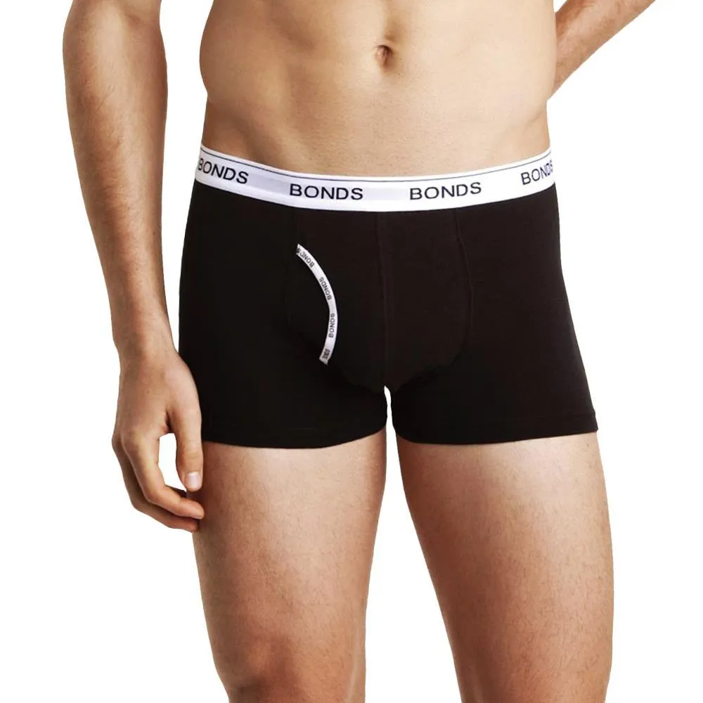 6 x Bonds Mens Guyfront Trunks Underwear Black / Grey Stripe