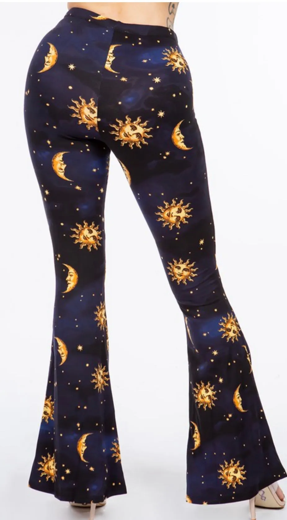 90's Celestial Vibe Bell Bottom Leggings