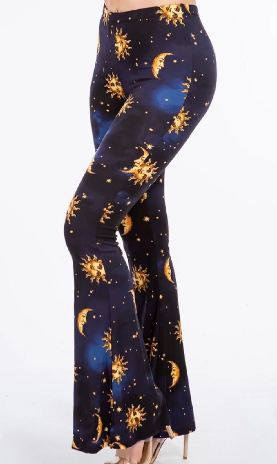 90's Celestial Vibe Bell Bottom Leggings