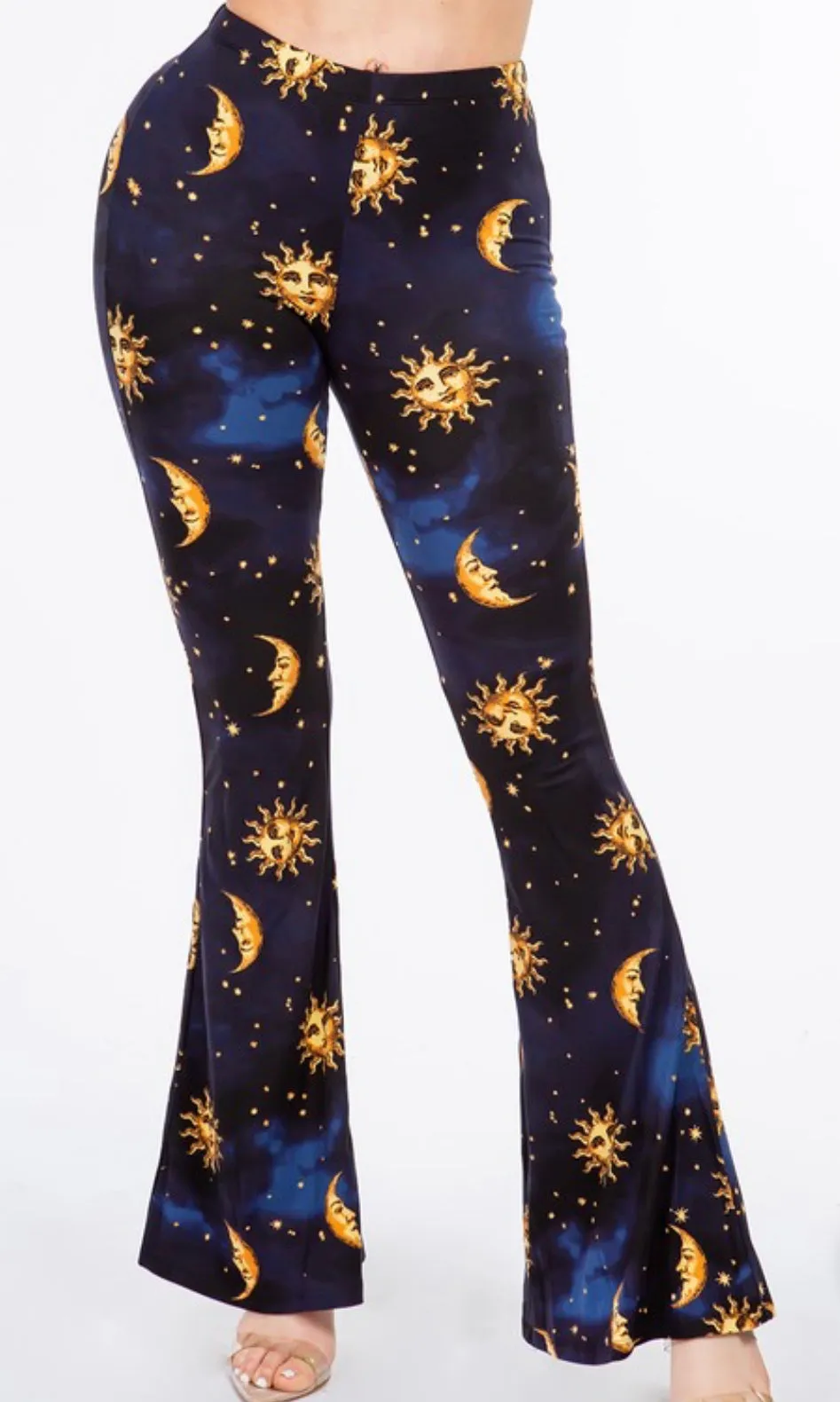 90's Celestial Vibe Bell Bottom Leggings