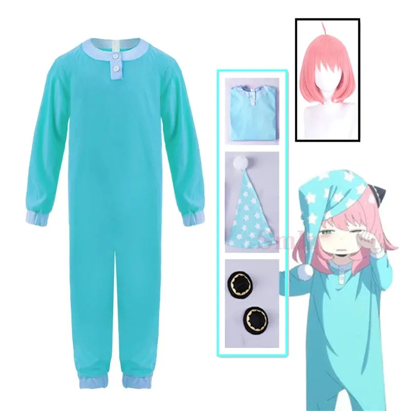 Anya Forger Pajamas Cosplay Spy X Family Anime Cosplay Costume Sleepwear Orange Green