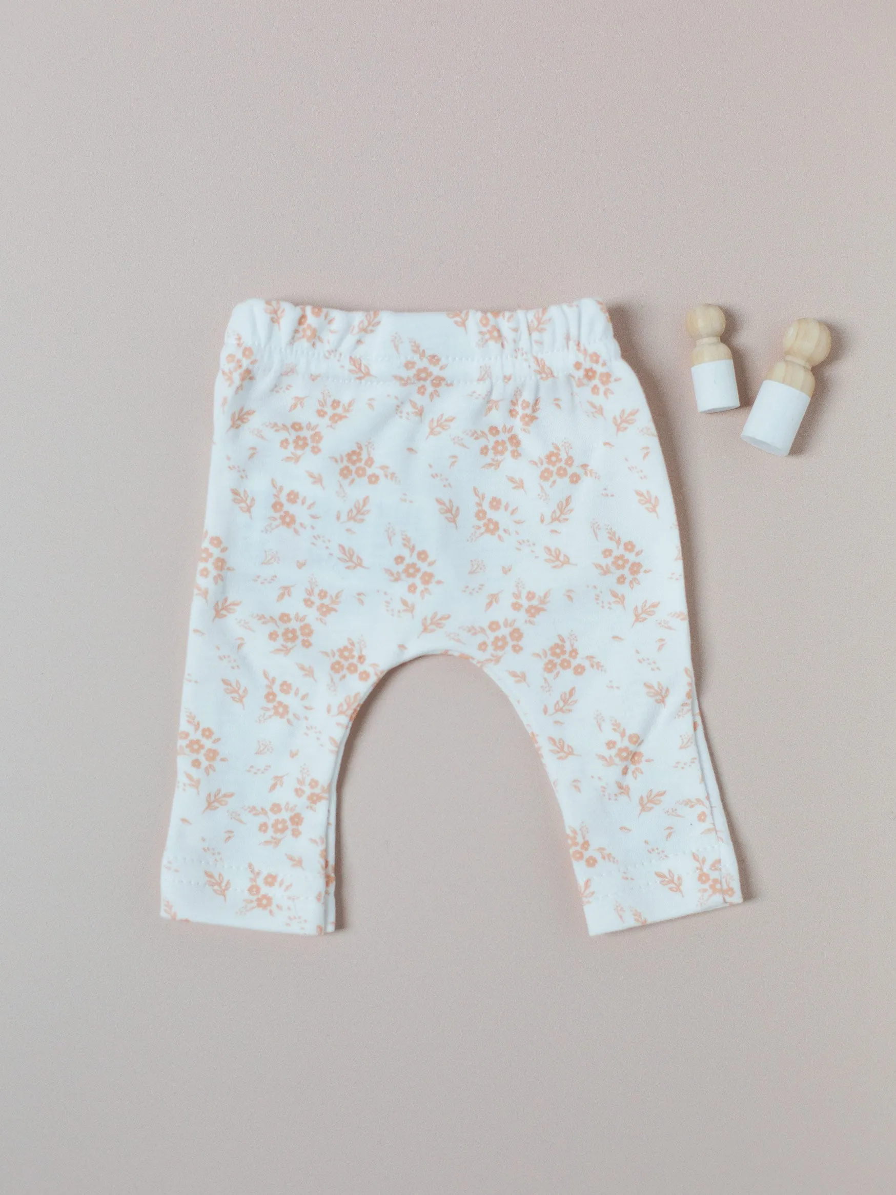 Apricot Floral Leggings, Premium 100% Organic Cotton