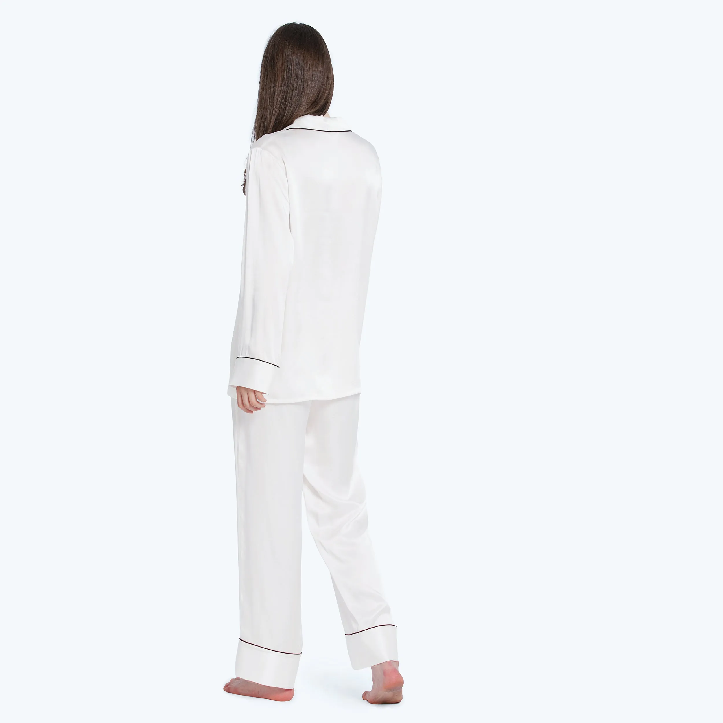 At Home - Piped Silk Pajamas Set for Women