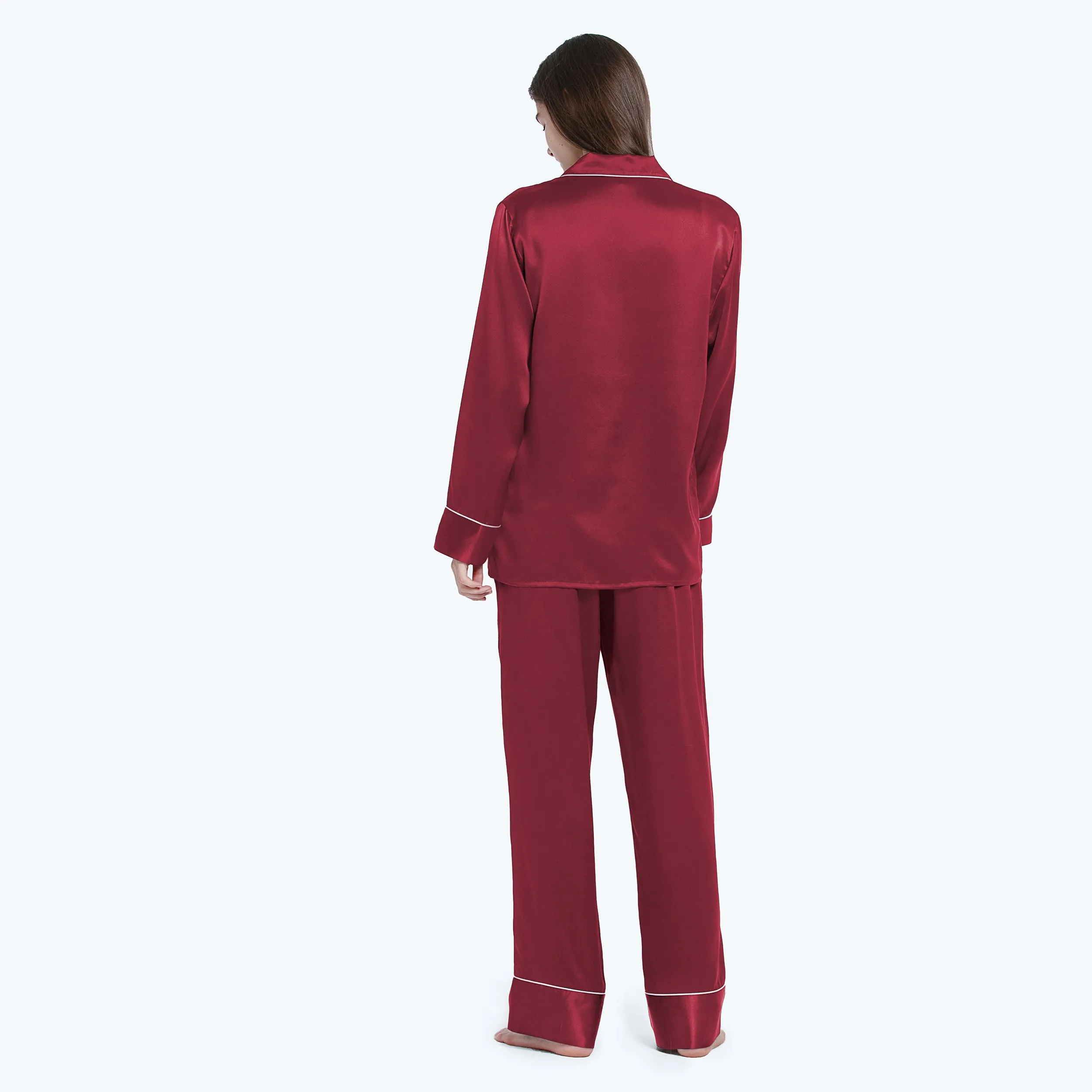 At Home - Piped Silk Pajamas Set for Women