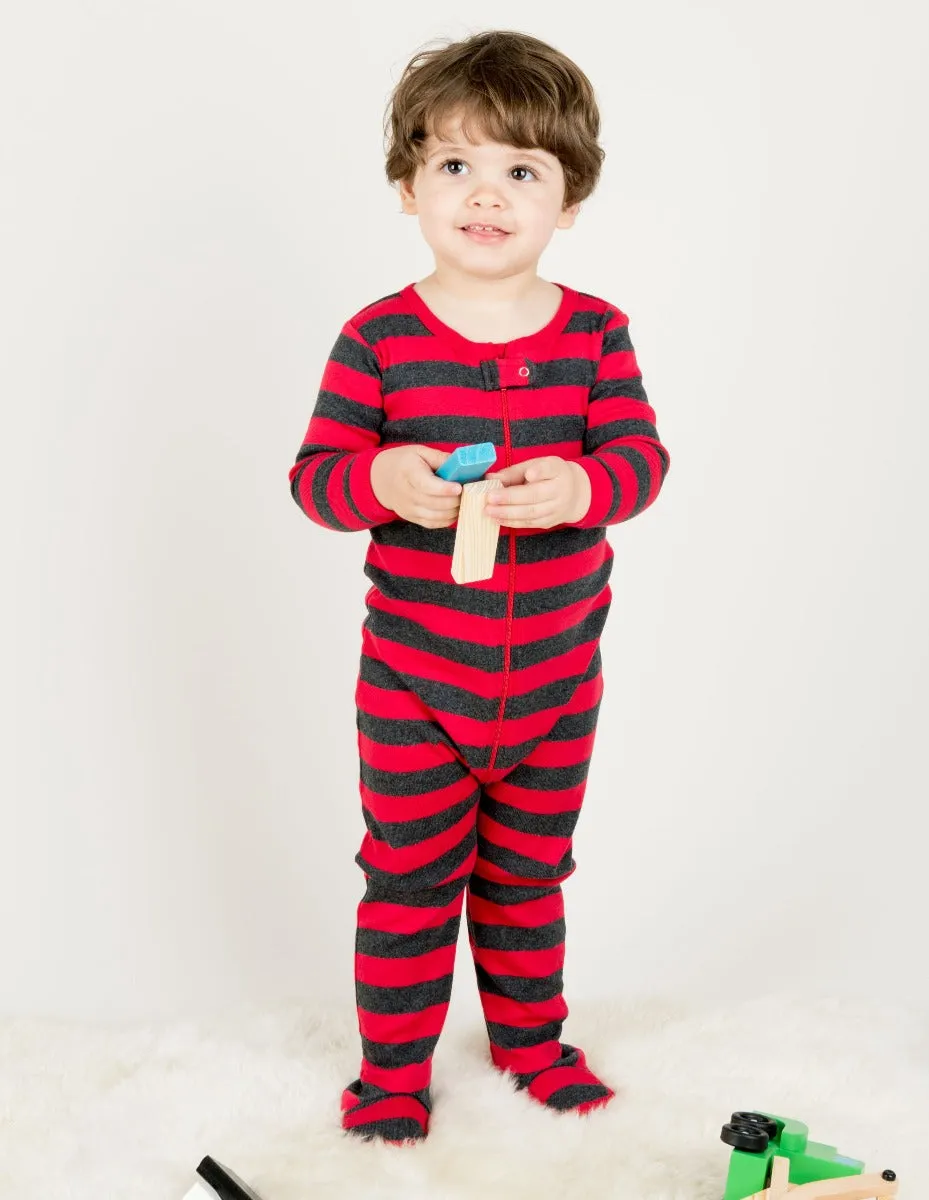 Baby Footed Red Striped Pajamas