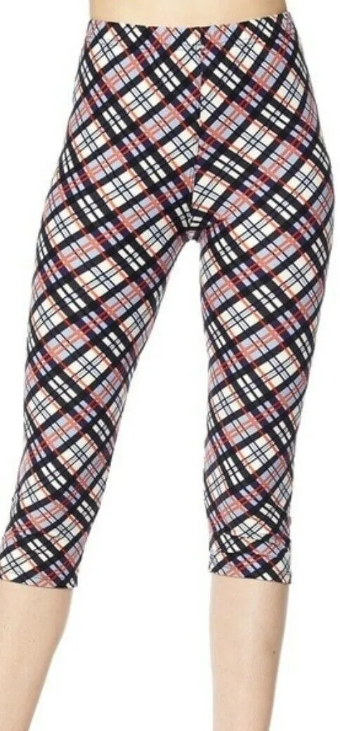 Balmoral Tartan Plaid Print Capri Soft Leggings