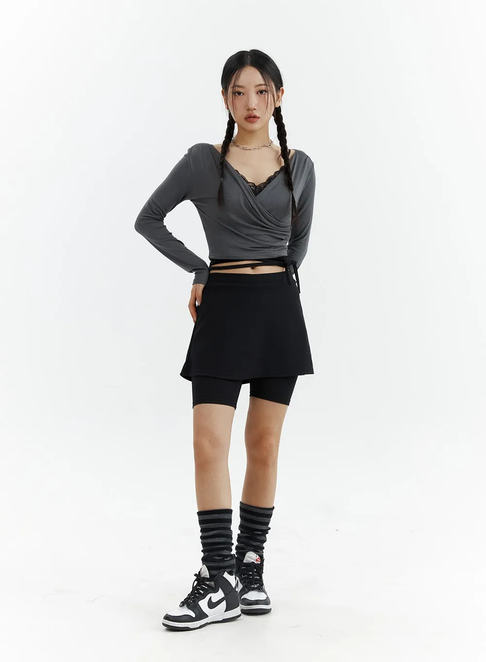 Basic Layered Leggings Shorts CJ424