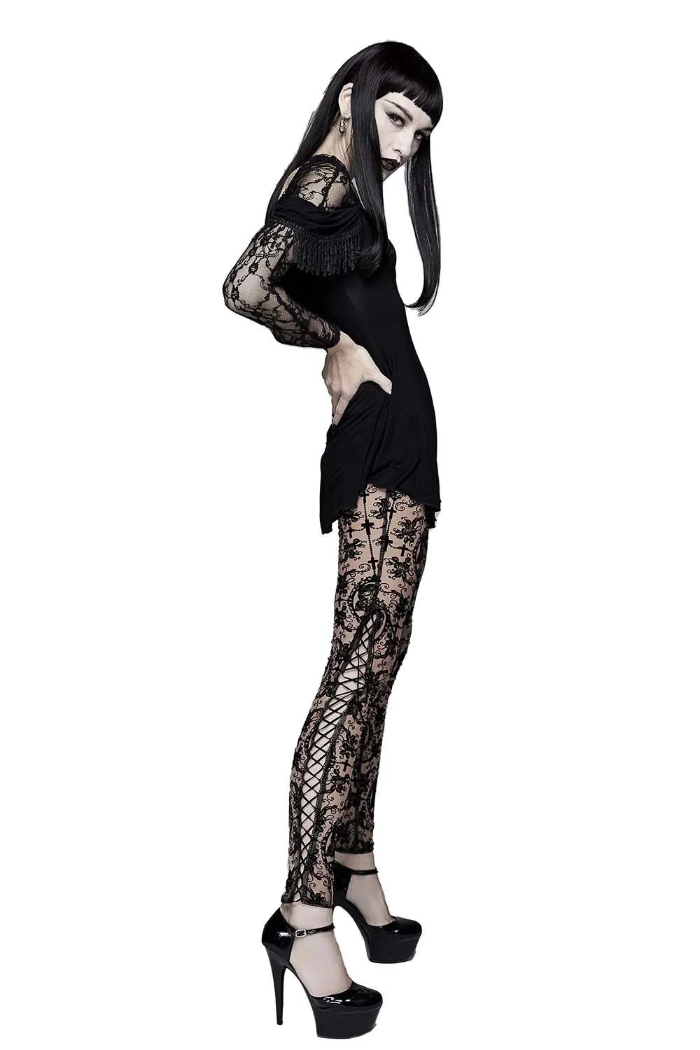 Bathory Edwardian Cameo Mesh Leggings