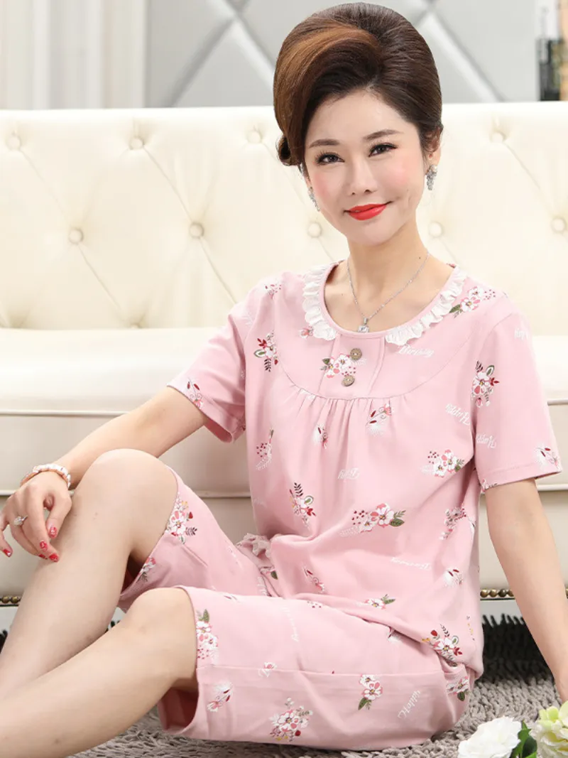 Beach party Women's Summer Sleepwear Short Pajamas Suit