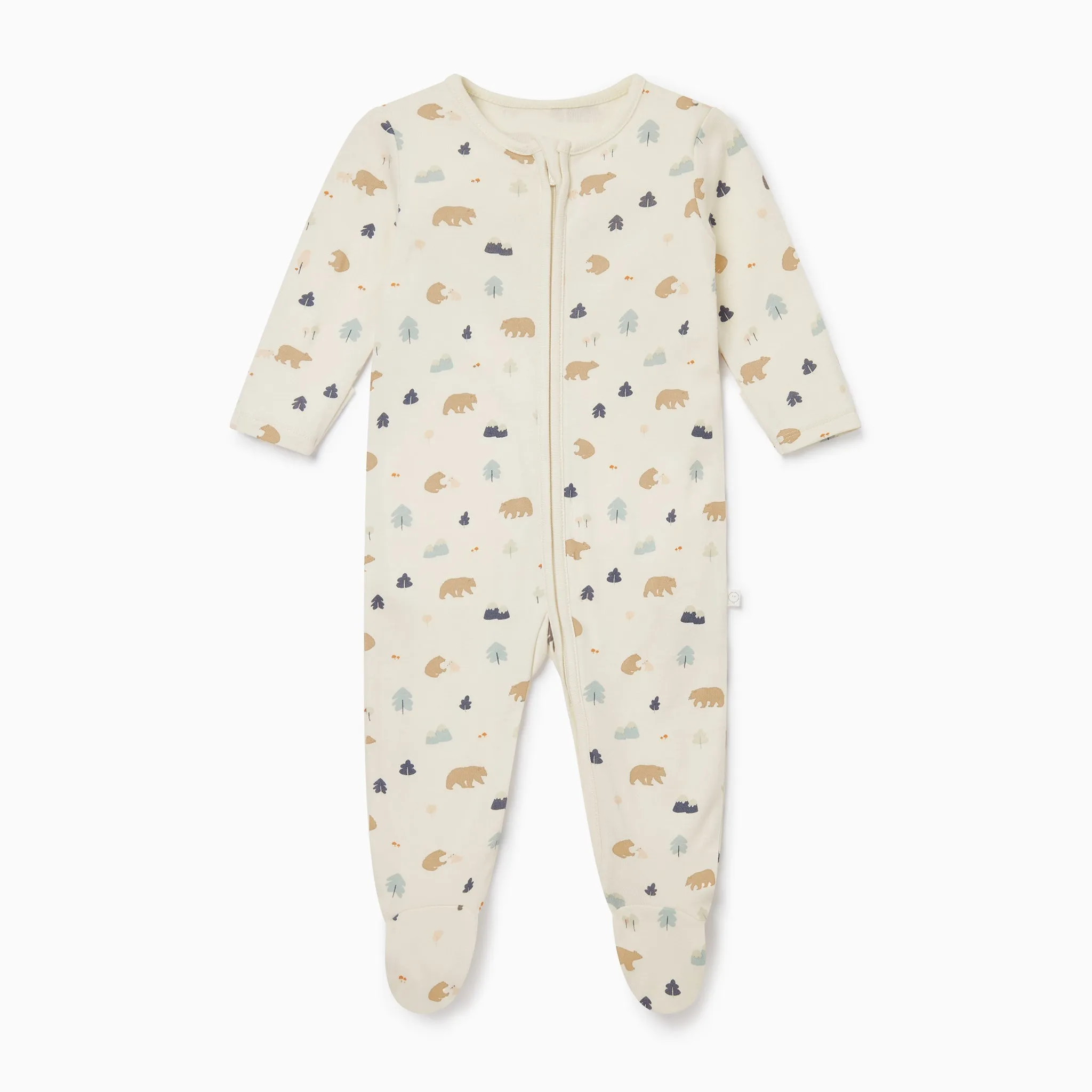 Bear Print Clever Zip Baby Pajamas