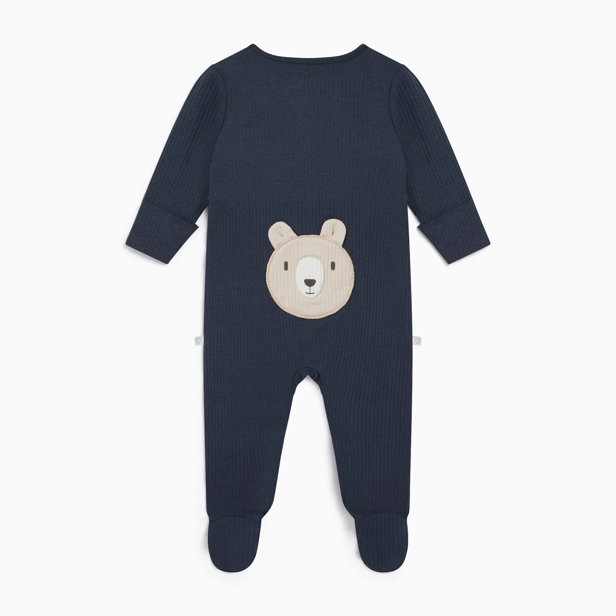 Bear Ribbed Clever Zip Baby Pajamas