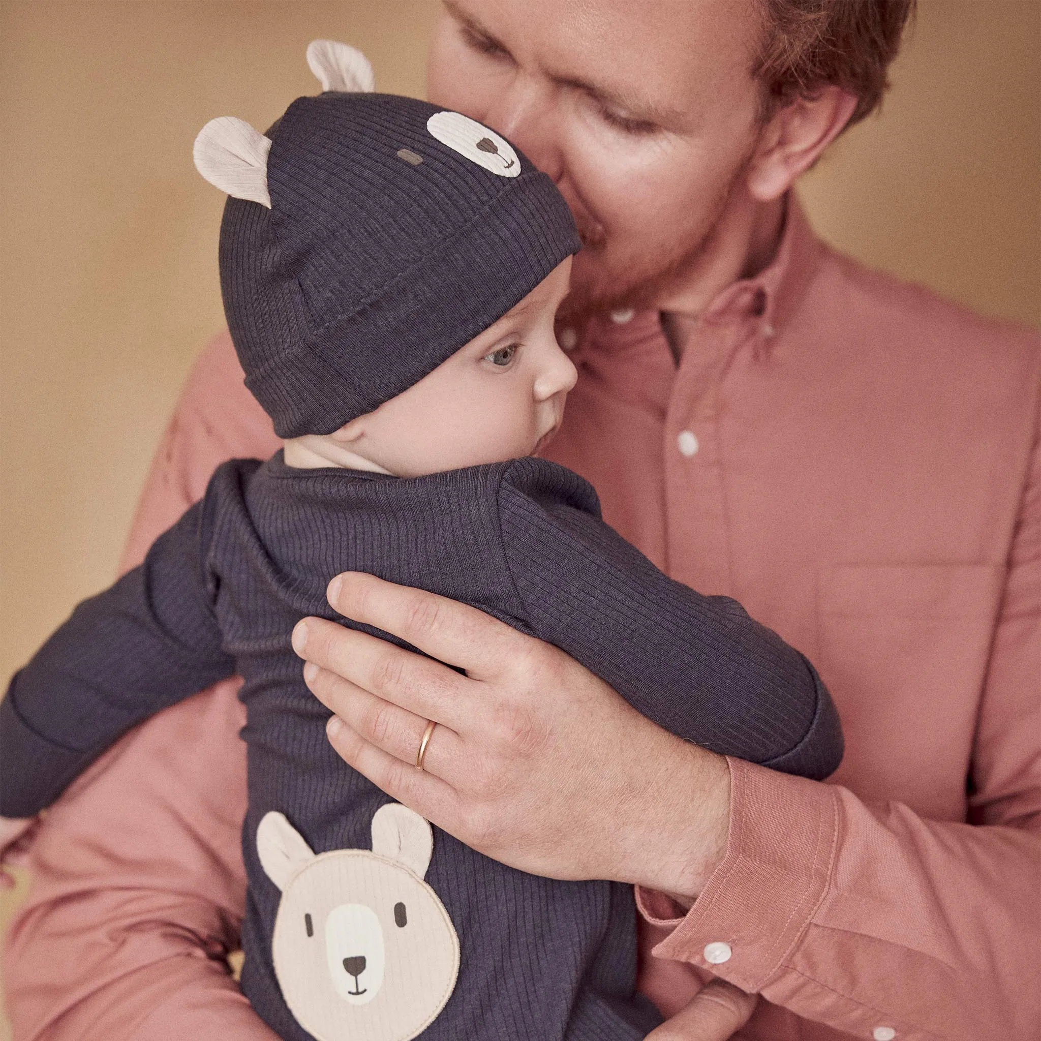 Bear Ribbed Clever Zip Baby Pajamas