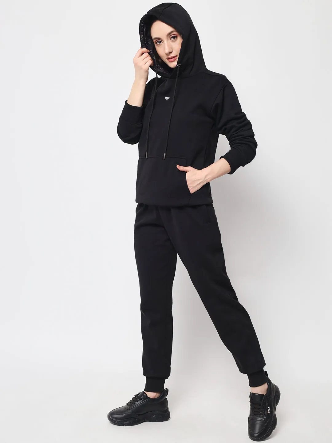 Black Thermal Co-ord Set (Hoodie and Jogger Combo)