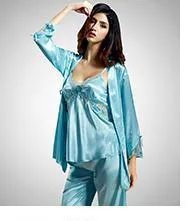 Brand Couple Pajamas Men Women Sexy Satin Silk Pajama