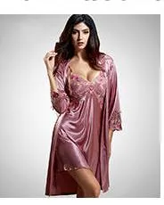 Brand Couple Pajamas Men Women Sexy Satin Silk Pajama