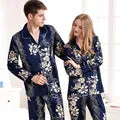 Brand Couple Pajamas Men Women Sexy Satin Silk Pajama