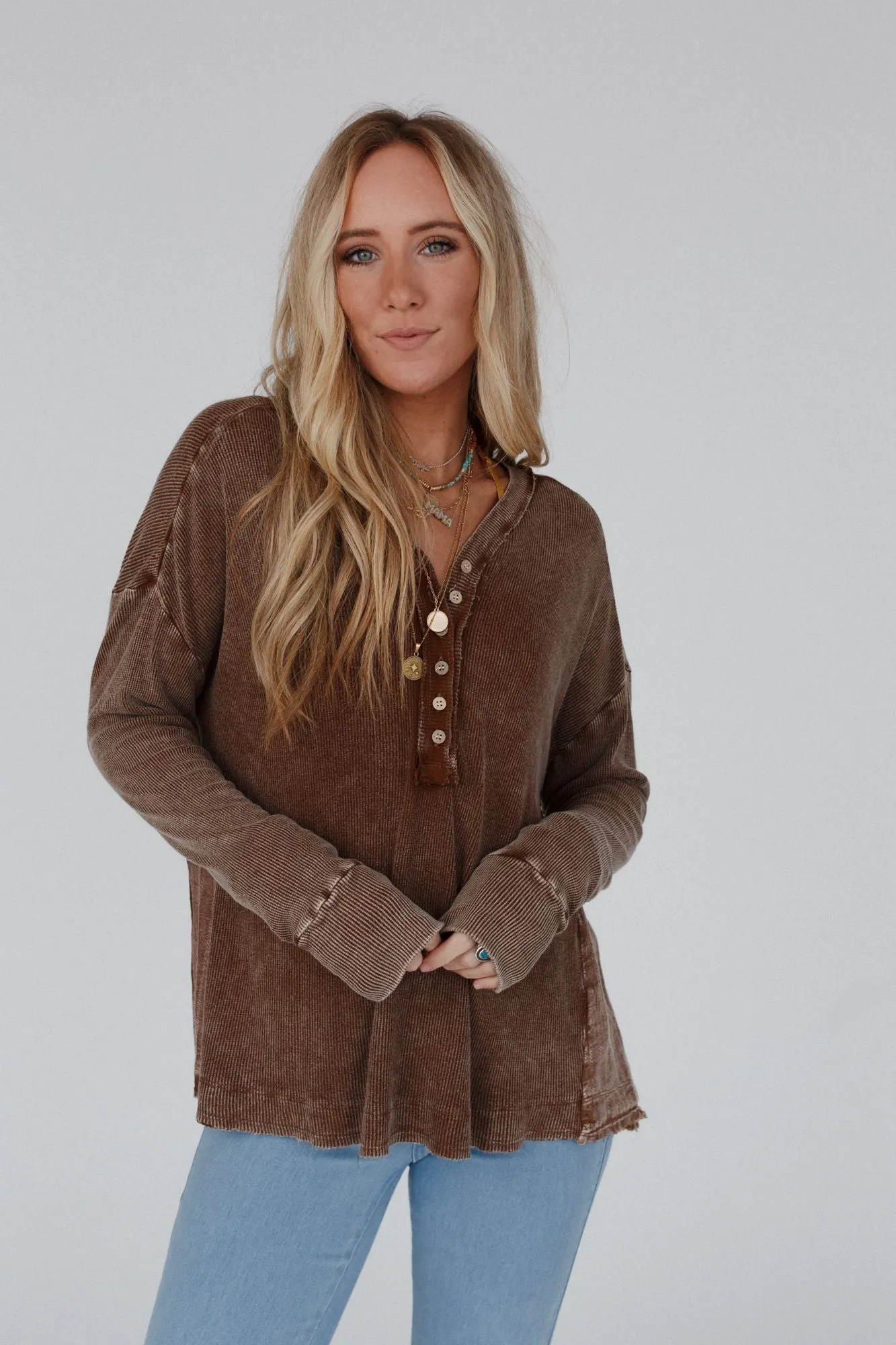 Call It A Day Thermal Top - Brown