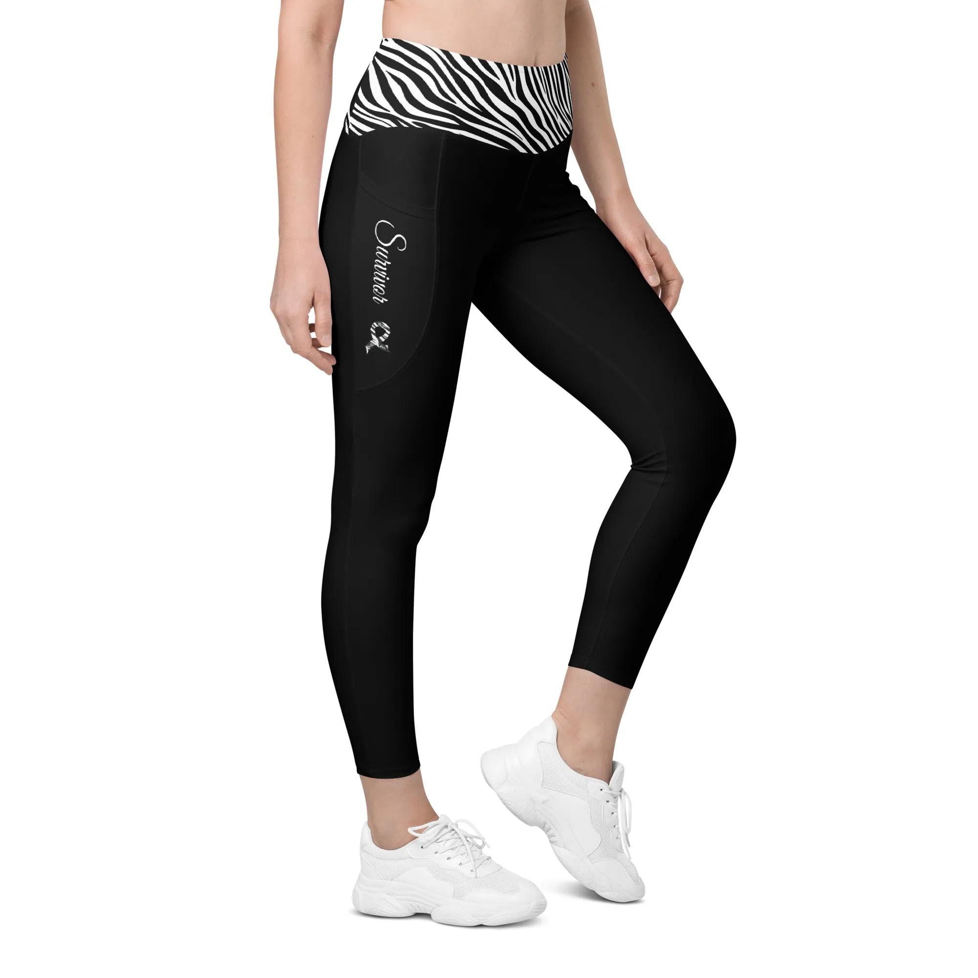 Carcinoid Cancer "Survivor" Leggings with Pockets