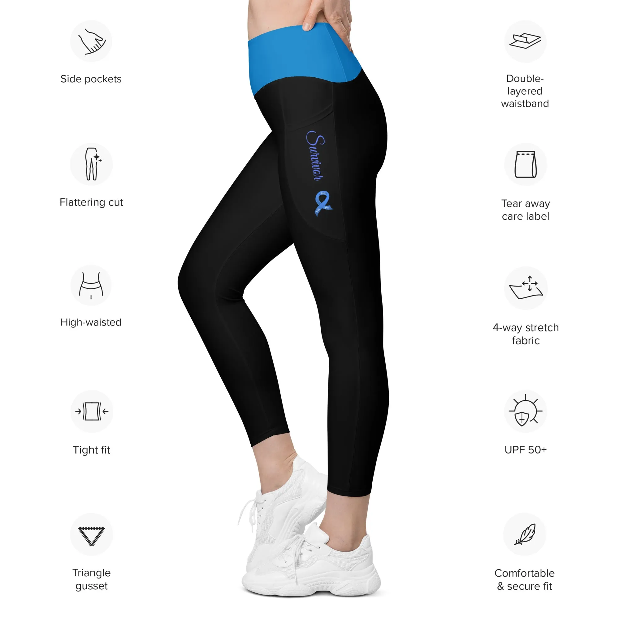 Colon Cancer "Survivor" Leggings with Pockets