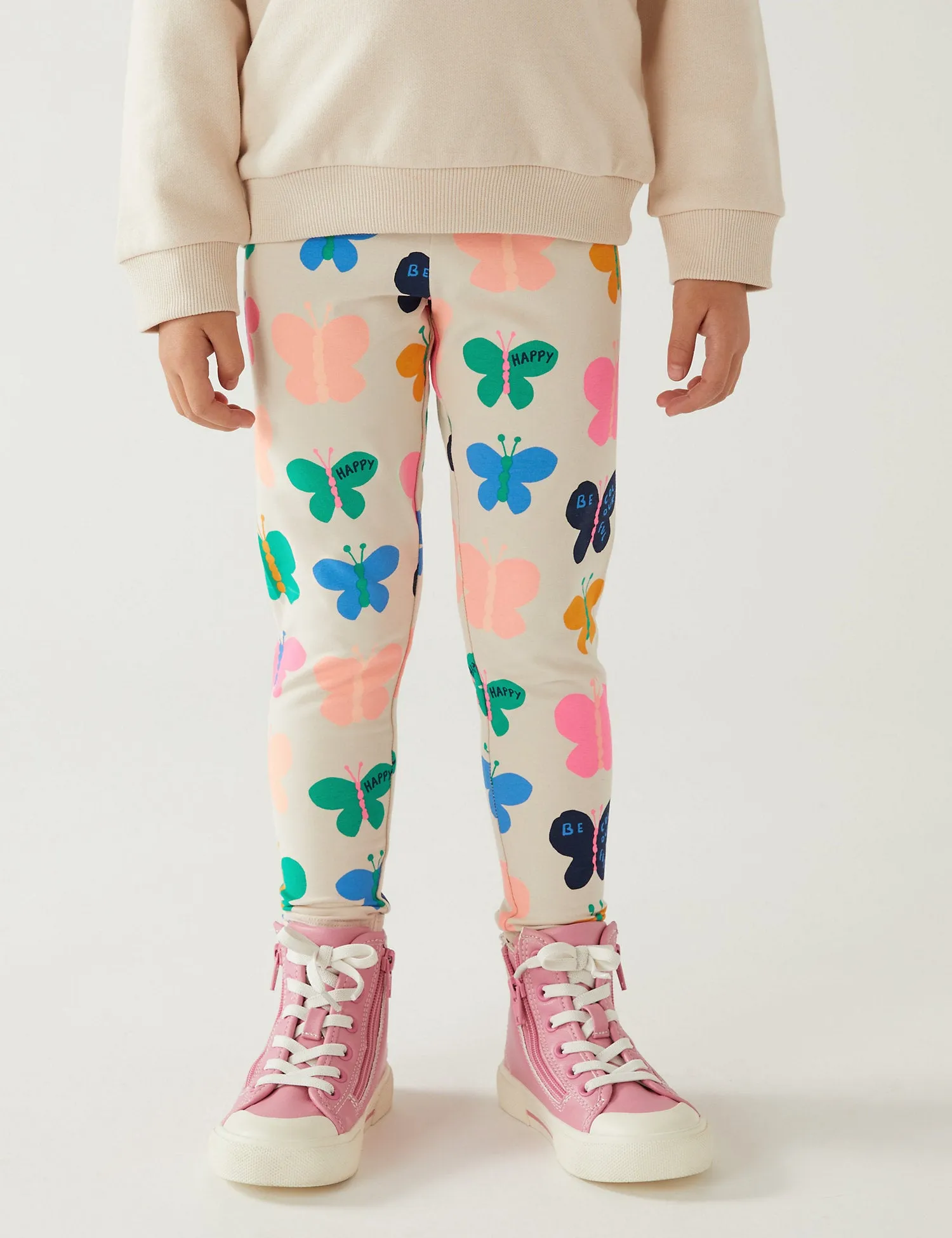 Cotton Rich Butterfly Print Leggings