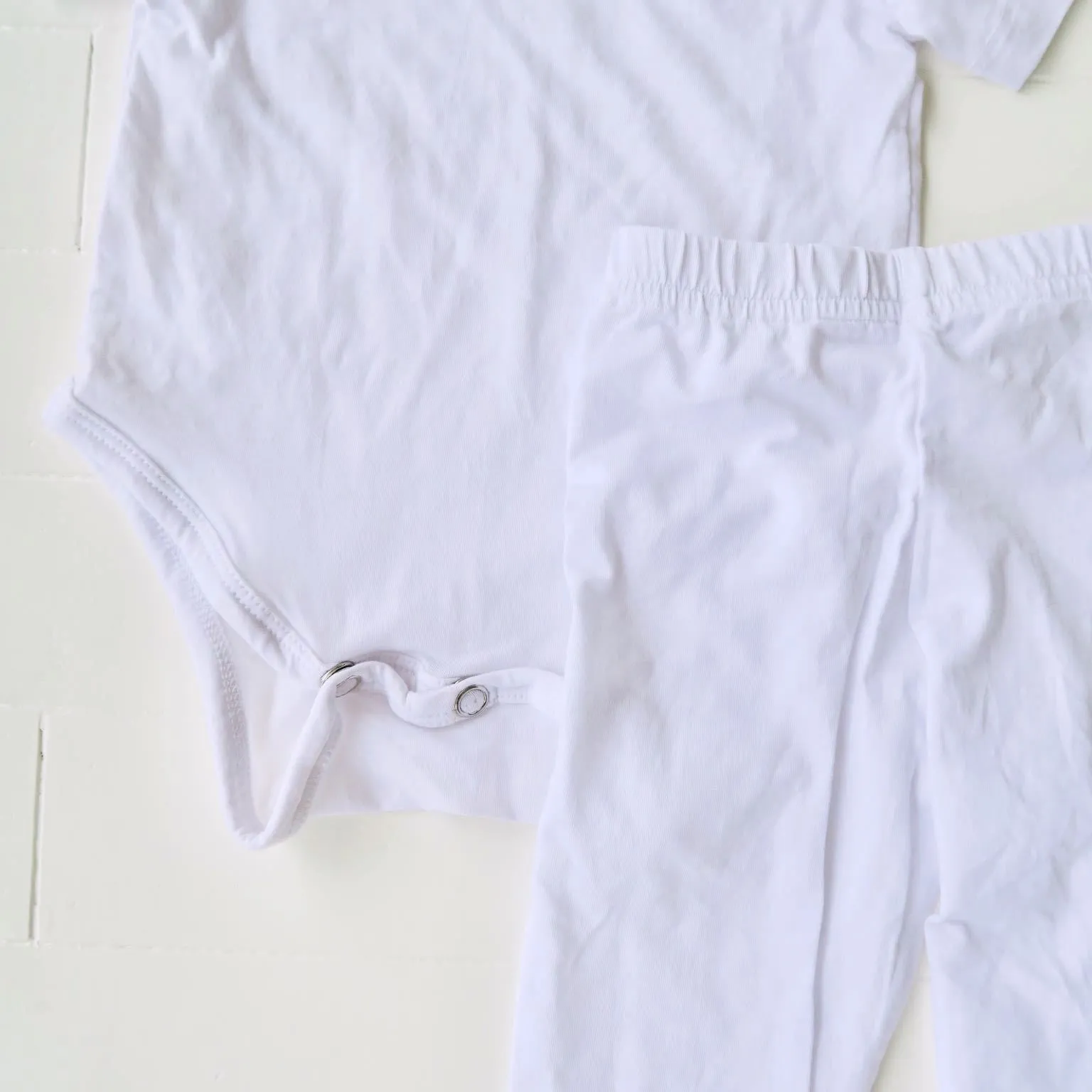 Cotton Stretch Onesie & Leggings Set - White