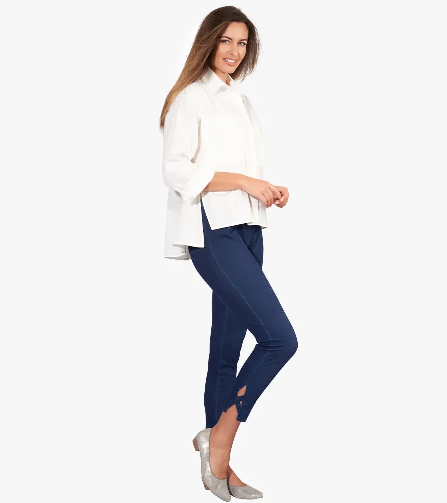 Criss Cross Denim Knit Leggings