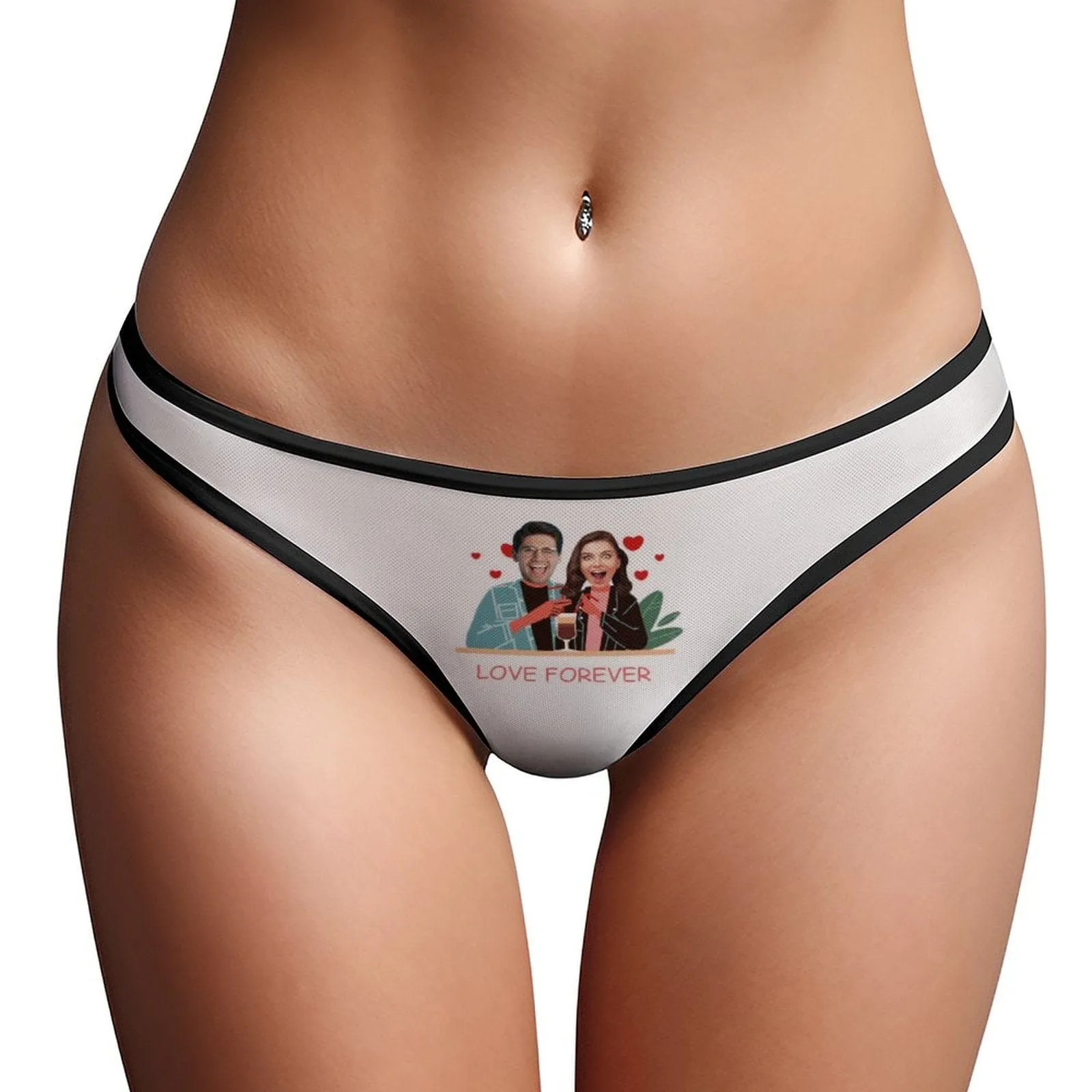 Custom Face Love Forever Mesh Couple Panties Mesh Sheer Seamless Underwear