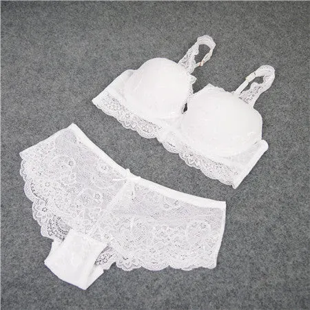 Fashion sexy bra set women's push up lace underwear panties