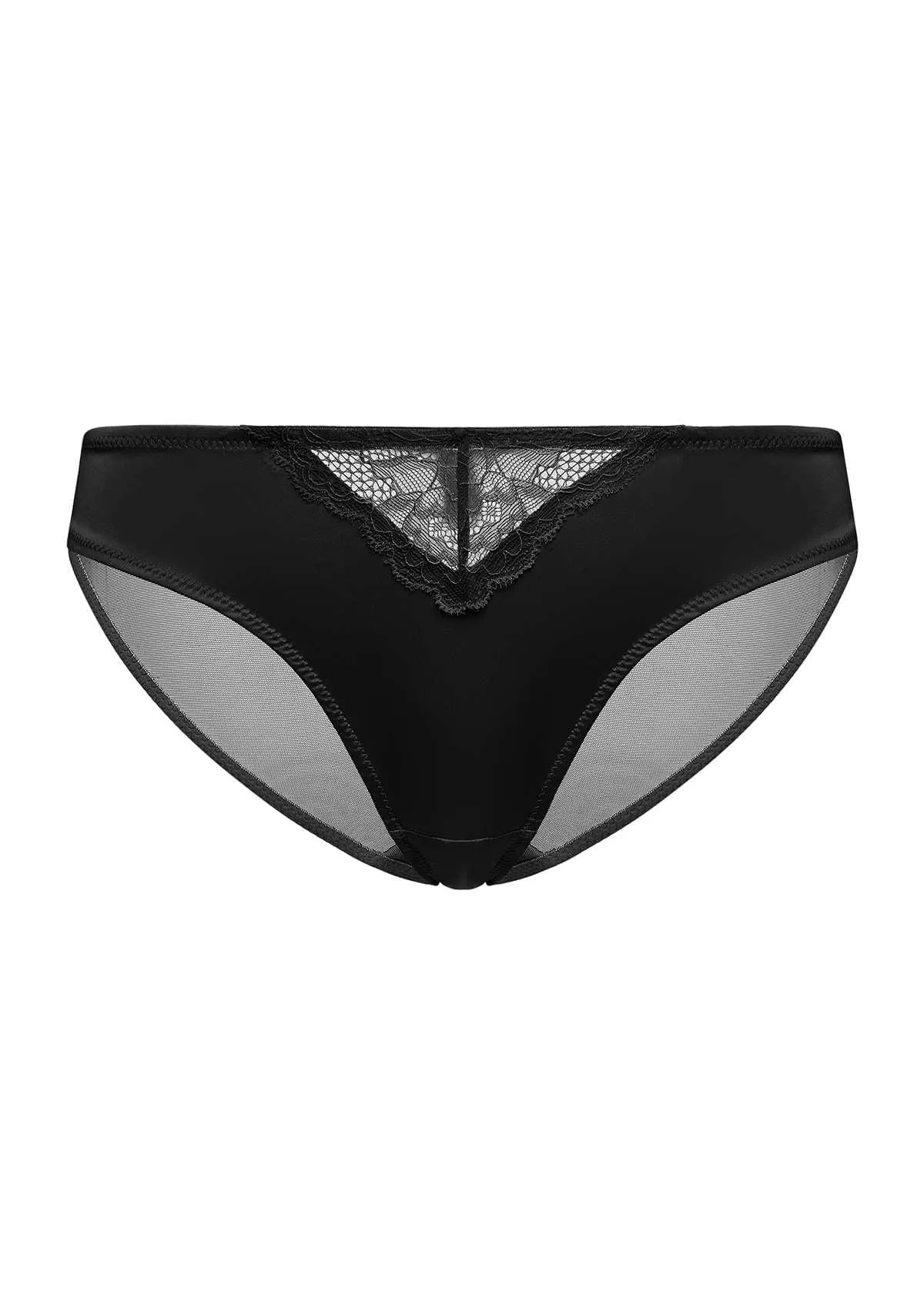 Foxy Black Satin Floral Lace Bikini Underwear