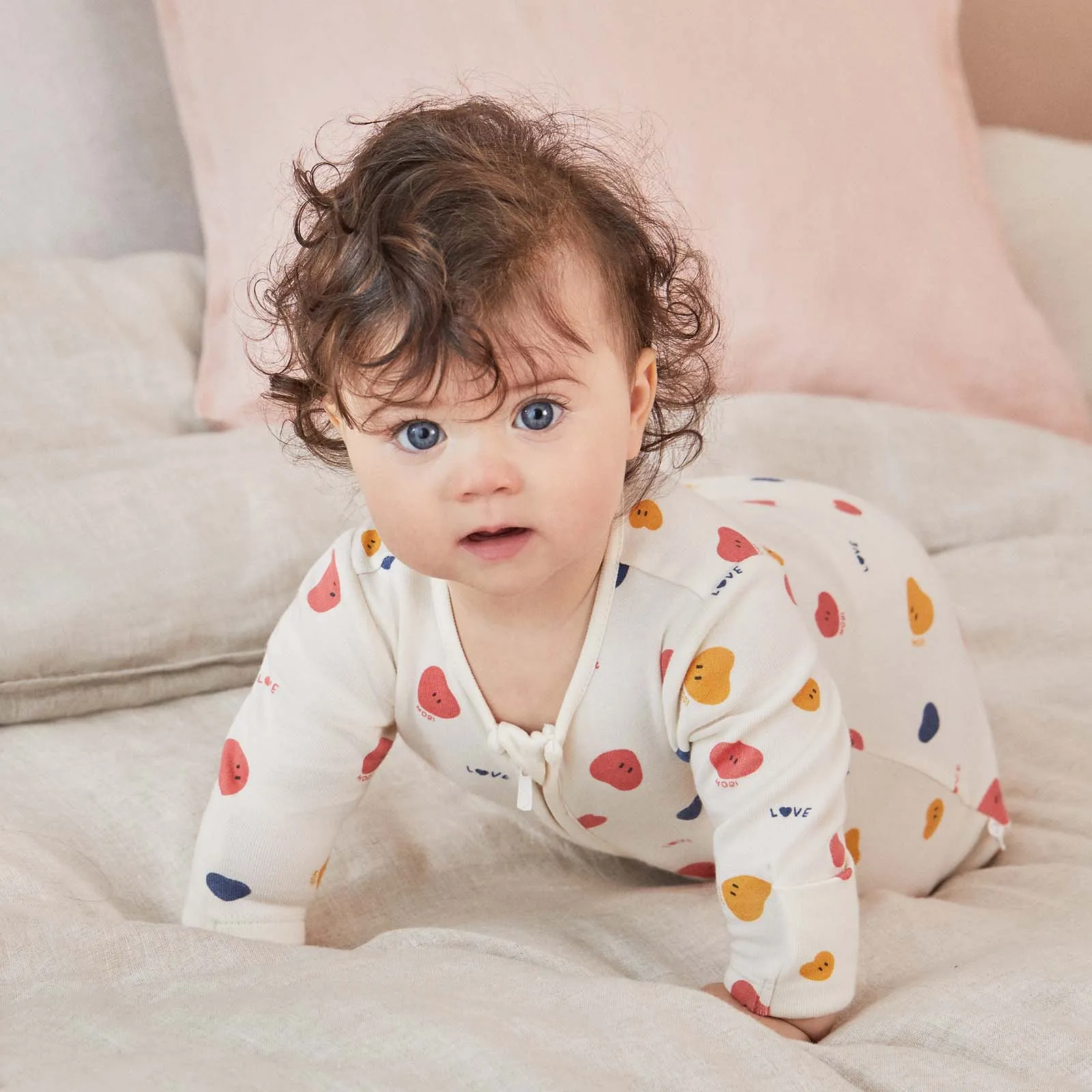 Heart Print Clever Zip Baby Pajamas