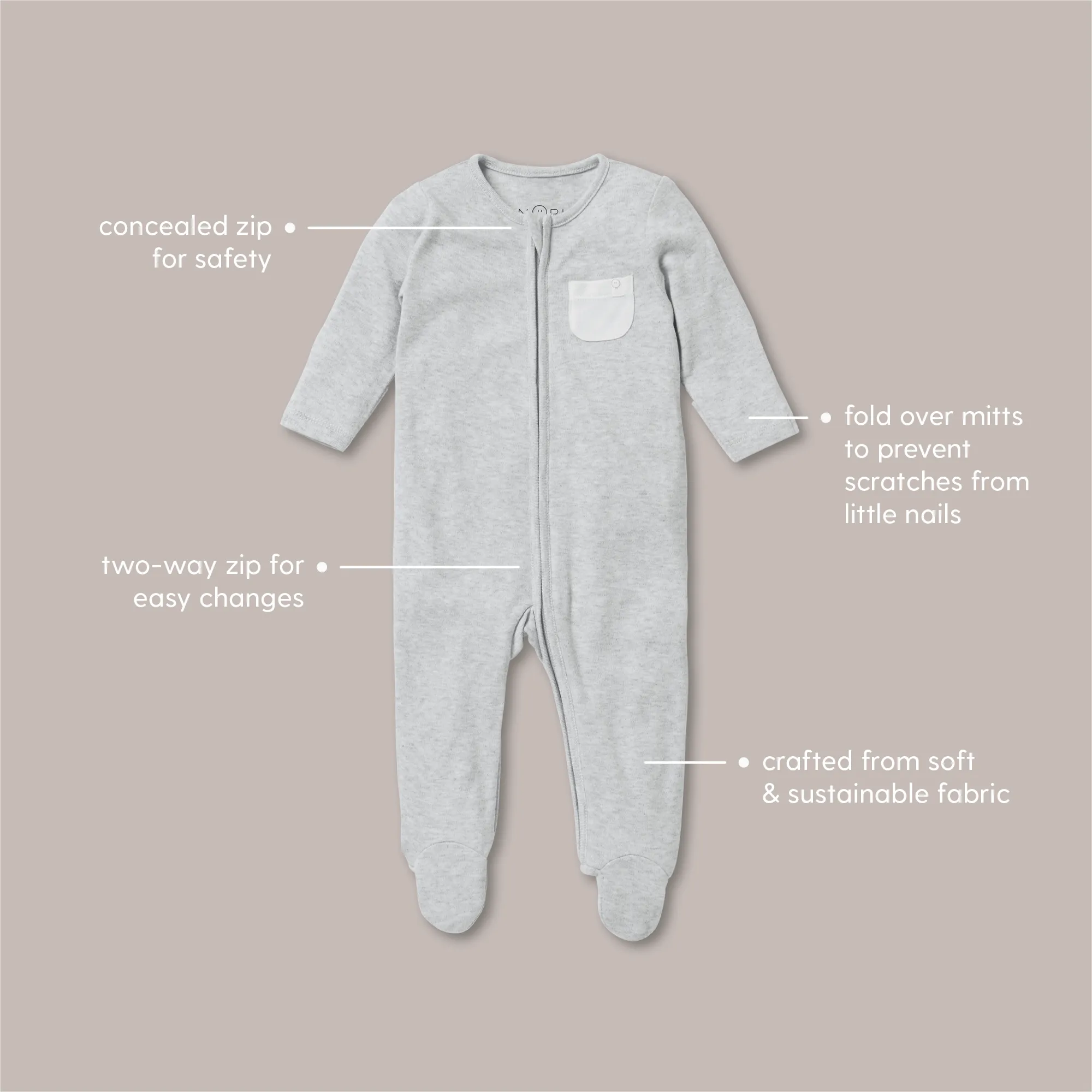 Hearts Clever Zip Baby Pajamas 4 Pack