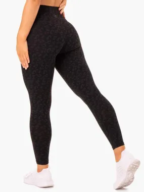 HYBRID FULL LENGTH LEGGINGS BLACK LEOPARD