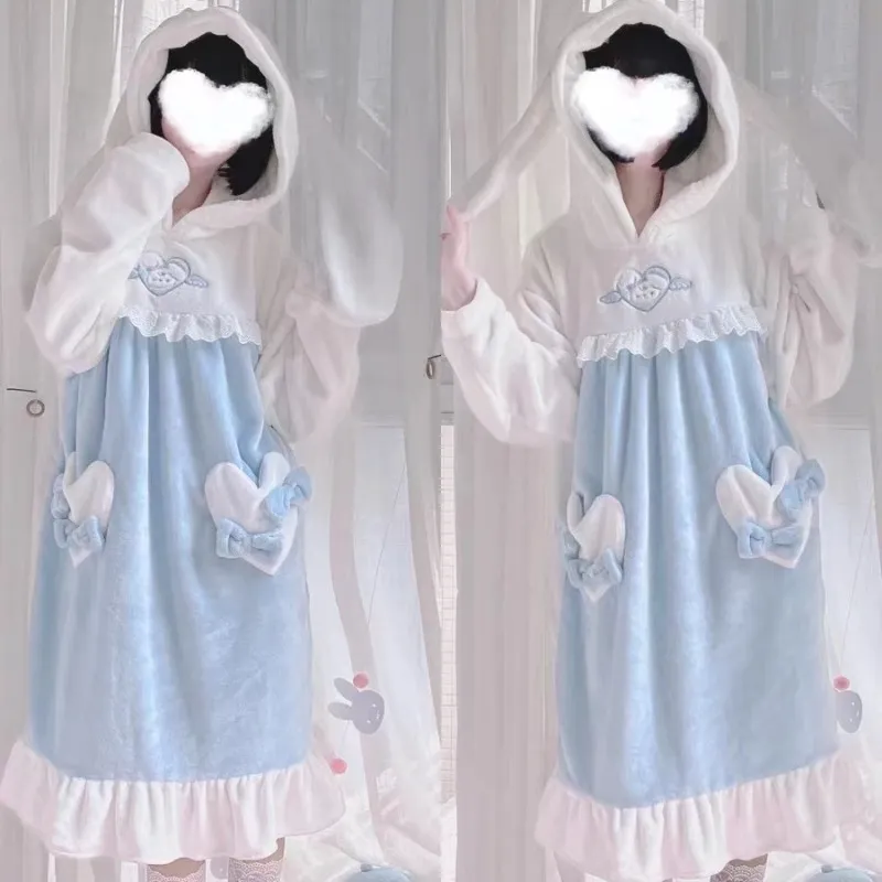 Kawaii White Blue Bunny Pajamas Homewear MK19206