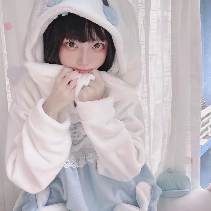 Kawaii White Blue Bunny Pajamas Homewear MK19206