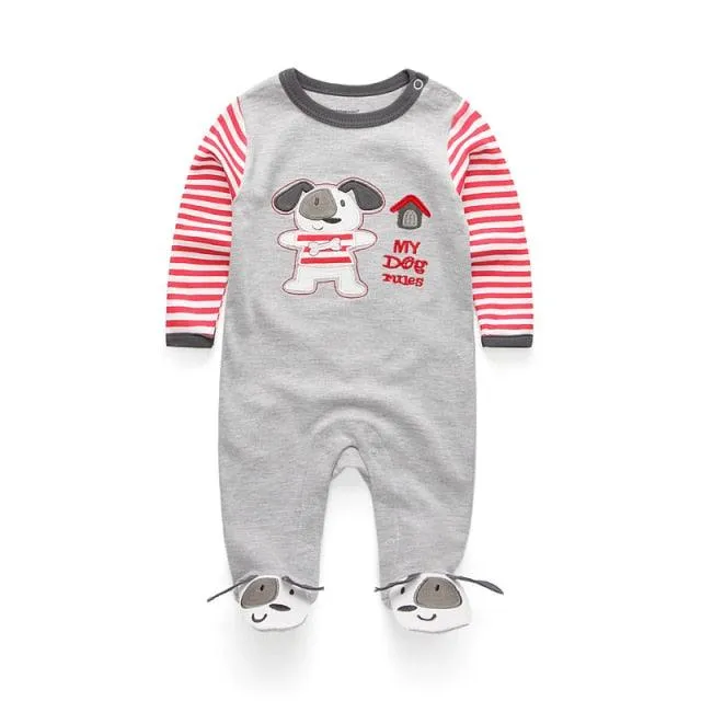 Kiddiezoom Brand Summer Baby Romper Long Sleeves Cartoon overalls Newborn Baby Girls Boys Clothes Cotton roupa infantil Pajamas