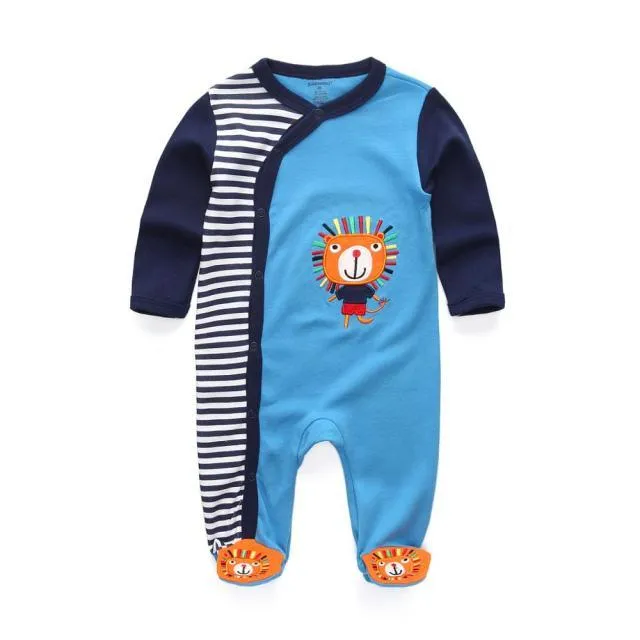 Kiddiezoom Brand Summer Baby Romper Long Sleeves Cartoon overalls Newborn Baby Girls Boys Clothes Cotton roupa infantil Pajamas