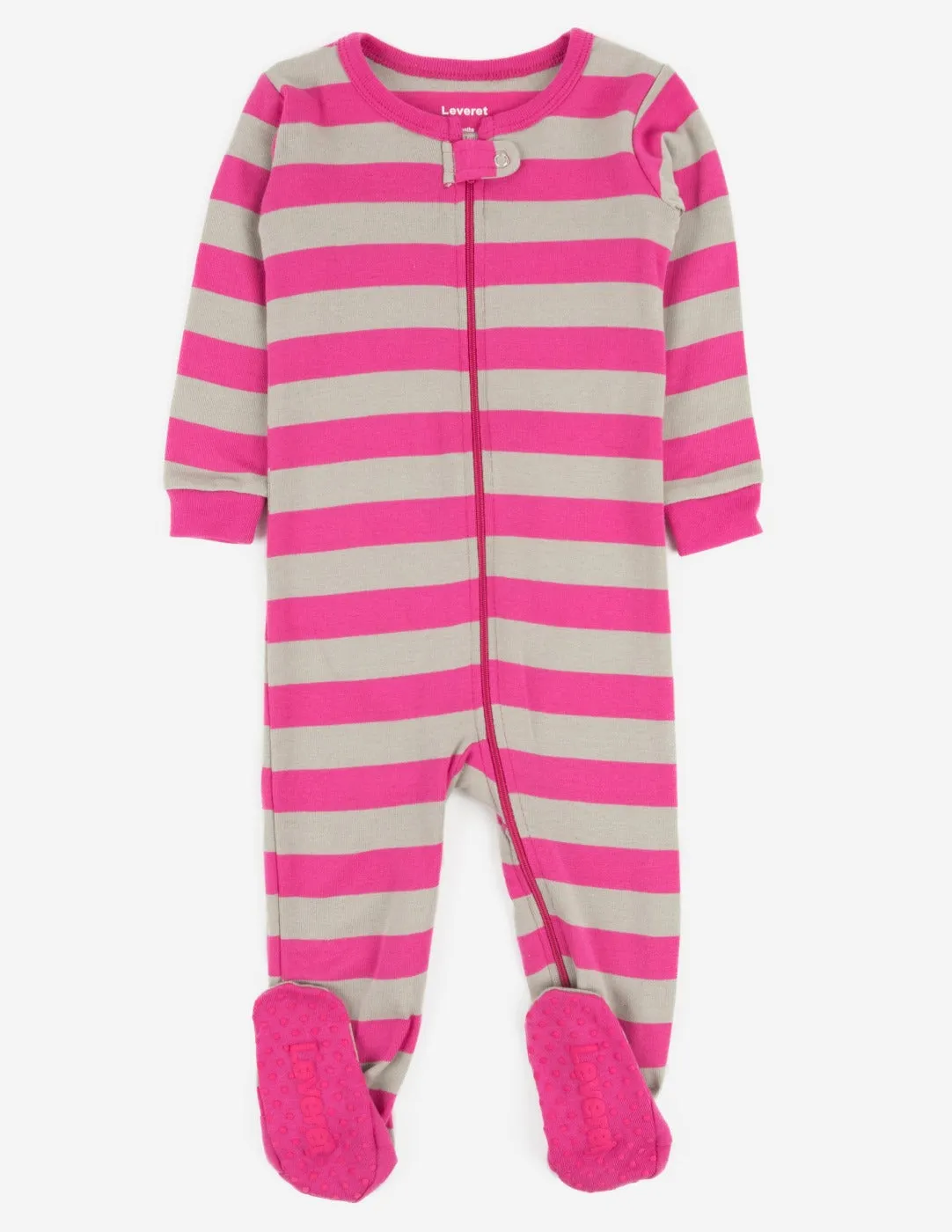 Kids Footed Berry & Chime Stripes Pajamas