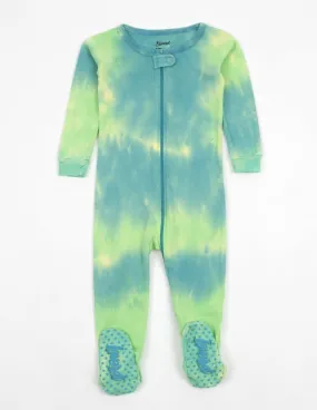 Kids Footed Colorful Mix Tie Dye Cotton Pajamas