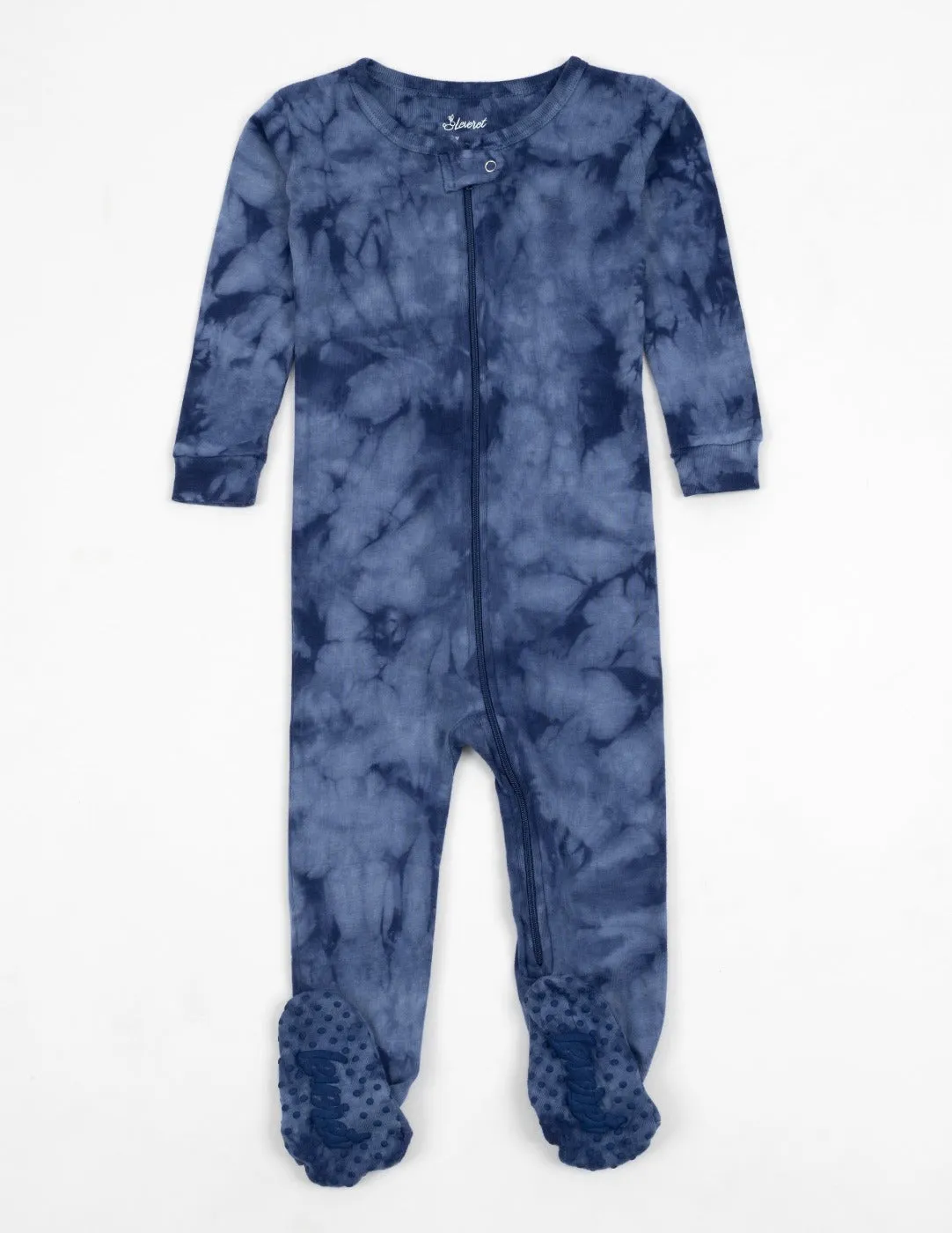 Kids Footed Navy Mix Tie Dye Cotton Pajamas