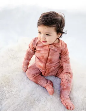 Kids Footed Peach Mix Tie Dye Cotton Pajamas