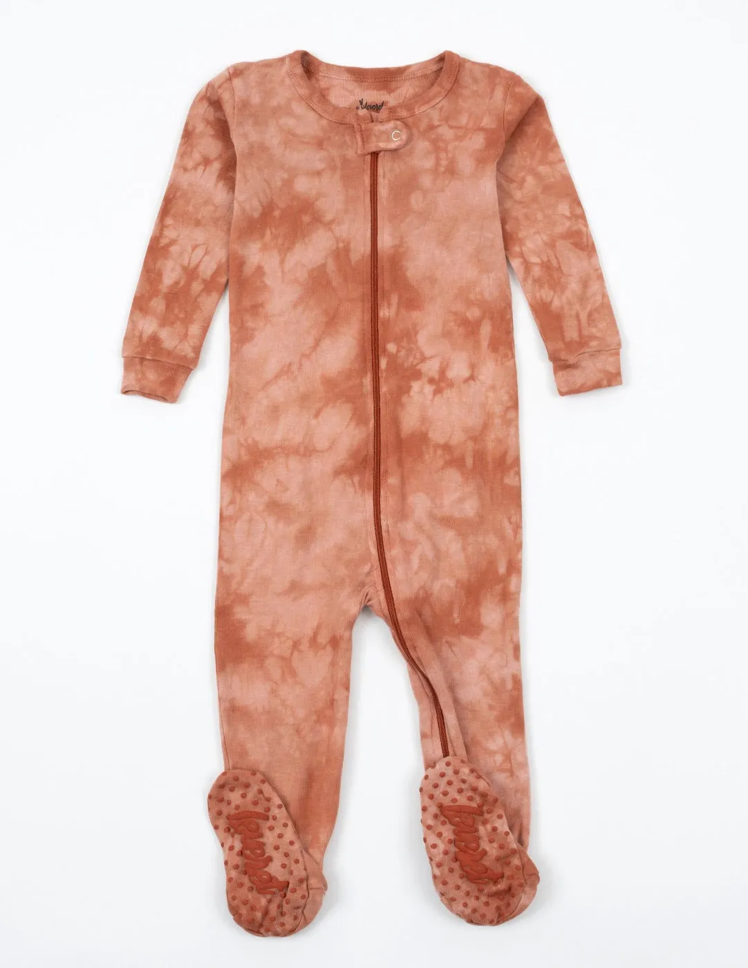 Kids Footed Peach Mix Tie Dye Cotton Pajamas