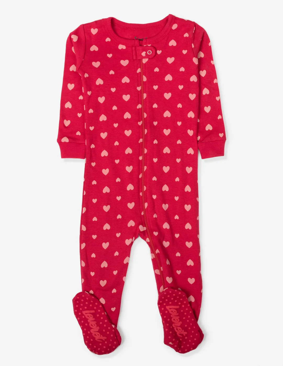 Kid's Footed Pink Hearts Pajamas