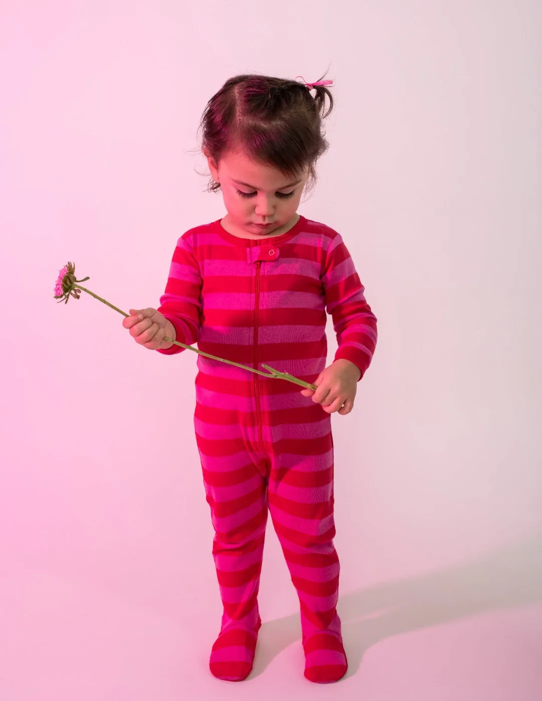 Kids Footed Red & Pink Pajamas