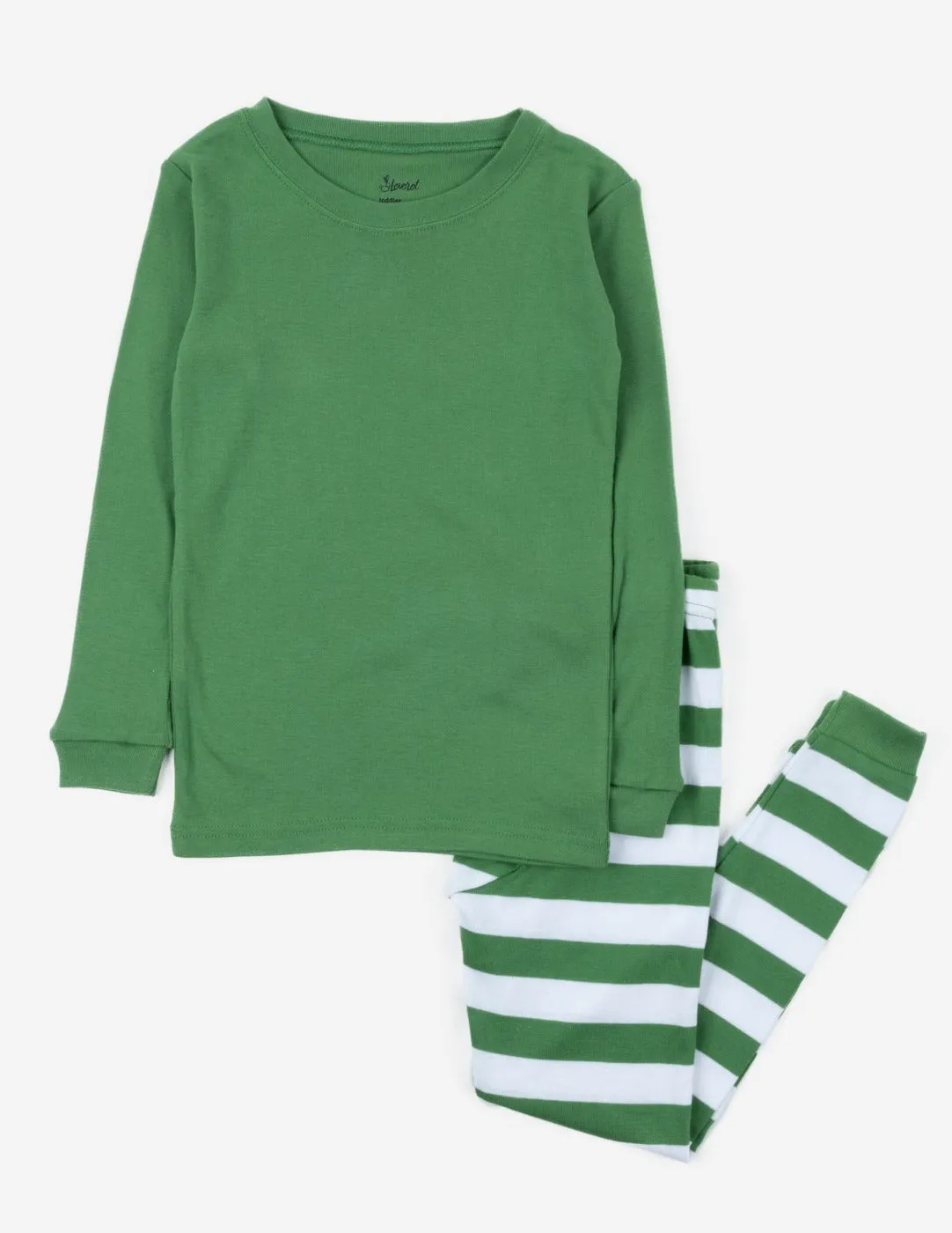 Kids Green Top & Stripes Pajamas