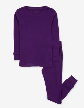 Kids Two Piece Solid Dark Purple Pajamas